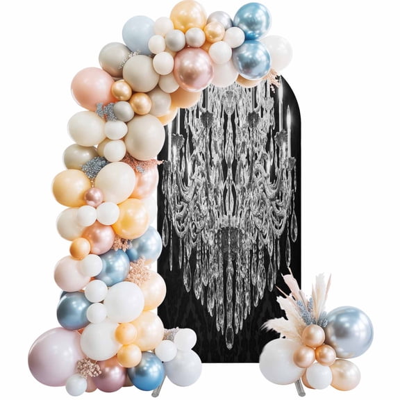 Retro Crystal Chandelier Arch Backdrop Cover Spandex Fitted Arch Cover 6FT,Arches Backdrop Stand Covers for Wedding Birthday Party Ceremony Banquet Decoration Modern Monochrome Art