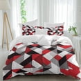 thumbnail image 1 of Retro Crystal Effect 4 Piece Duvet Cover Set Full Size Red Black Seamless Stitching Soft Bedding Set Comforter Cover, 1 Duvet Cover 1 Flat Sheets and 2 Pillowcases, 1 of 9