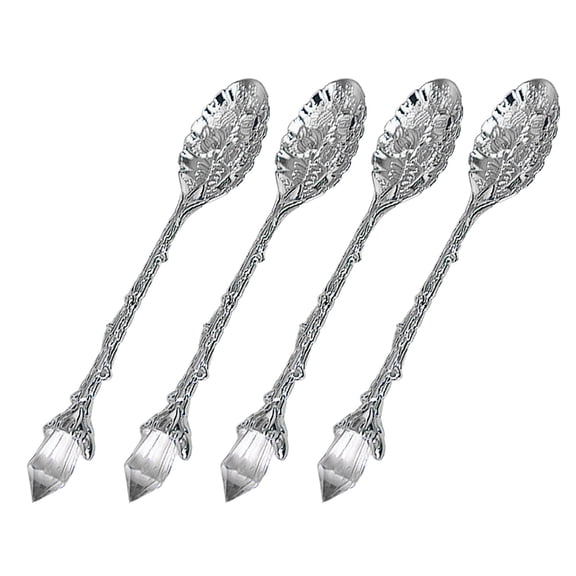 Retro Crystal Head Kirsite Spoon Elegant Antique Designs For Dessert Salt Coffee Teas Utensils Durable Kitchens Tool