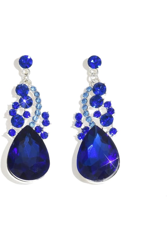 Retro Crystal Prom Earrings for Women Sparkling Waterdrop Dangling Earrings Dainty Emerald Green Earring Bridal Jewelry for Prom Wedding