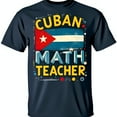 thumbnail image 1 of Retro Cuban Math Teacher T-Shirt with Cuban Design Bold Yellow Text on Blue Background, 1 of 5
