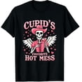 thumbnail image 1 of Retro Cupid's Favorite Hot Mess Funny Skeleton Valentine Graphic Crew Neck Short Sleeve T-Shirts (Men's, Women's), 1 of 4
