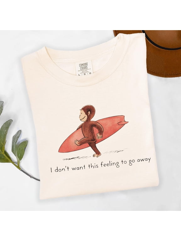 Retro Curious George Surfing Shirt, Vintage Surfer Monkey, I Don't Want This Feeling To Go Away Top, Summer Beach