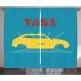 thumbnail image 1 of Ambesonne Retro Curtains 2 Panel Set, Old Cab Grunge Typography, 108" x 108", Petrol Blue and Yellow, 1 of 3