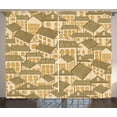 thumbnail image 1 of Ambesonne Retro Curtains 2 Panel Set, Village Town Houses Roofs, 108" x 96", Reseda Green Sand Brown, 1 of 3