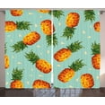 thumbnail image 1 of Ambesonne Retro Curtains 2 Panel Set, Vintage Beach Summer, 108" x 108", Olive Green Seafoam, 1 of 3