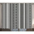 thumbnail image 1 of Ambesonne Retro Curtains 2 Panel Set, Geometric Ribbon Stripes, 108" x 108", White Black, 1 of 3