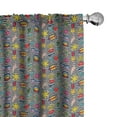 thumbnail image 1 of Retro Curtains 2 Panels Set, Various Different Cartoon Style on Black and White Stripes Quirky Composition, Window Drapes for Living Room Bedroom, 56"W X 63"L, Multicolor, by Ambesonne, 1 of 5