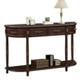 thumbnail image 1 of Retro Curved Wood Console Table, 52-Inch Half Moon Sofa Table with Open Shelf and 2 Drawers, Solid Wood Entry Table for Living Room, Hallway - Espresso, 1 of 9