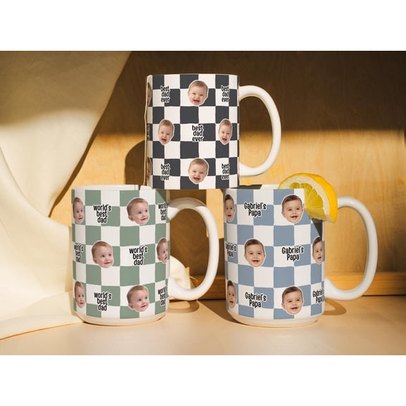 DTS TeeZworld Father's Day Custom Baby Photo Dad Ceramic Mugs, 11 oz or 15 oz