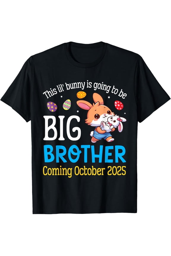 Retro Cute Bunny Rabbit Big Brother Announcement Graphic Tee October 2025 Funny Easter Holiday Apparel