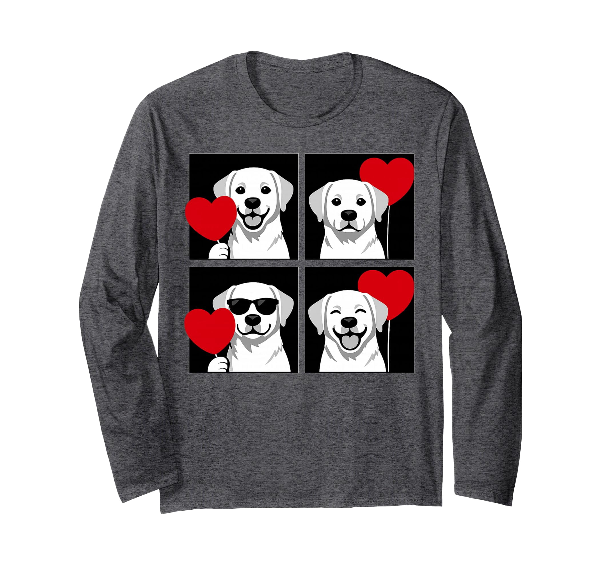 Retro Cute Funny Dog Art Long Sleeve T-Shirt for Valentine's Day ...
