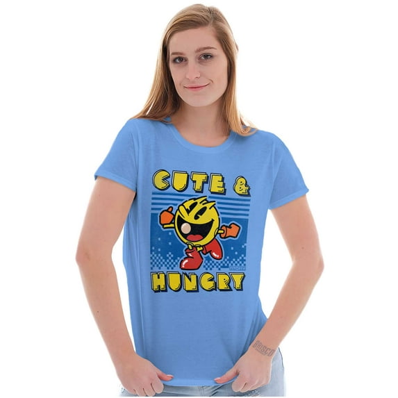Retro Cute Hungry Funny PACMAN Game Women's T Shirt Ladies Tee Brisco Brands M