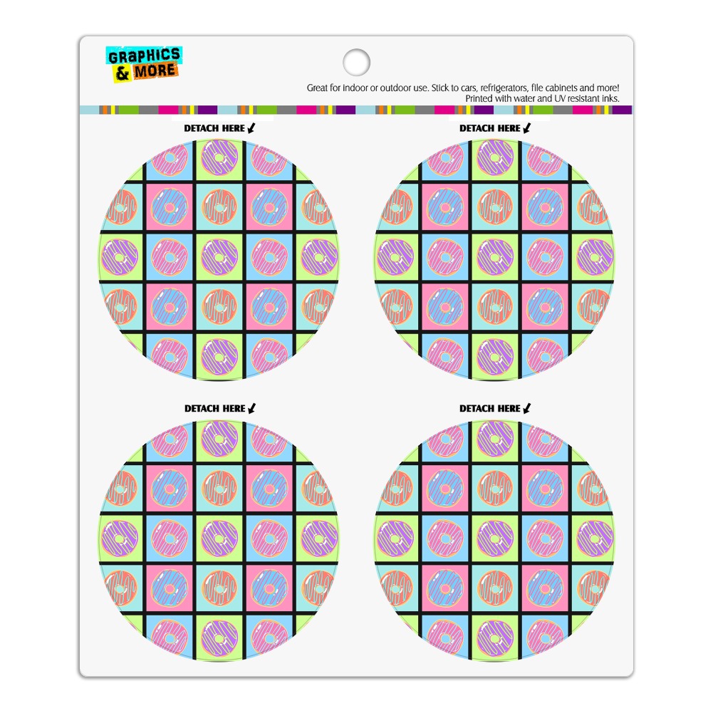 Retro Cute Yummy Donuts Pattern Refrigerator Fridge Locker Vinyl Circle ...