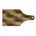 thumbnail image 1 of Retro Cutting Board, Abstract Parquet Flooring Wooden Rustic with Geometric Monochrome Pattern, Decorative Tempered Glass Cutting and Serving Board, Wine Bottle Shape, Brown Pale Brown, by Ambesonne, 1 of 1