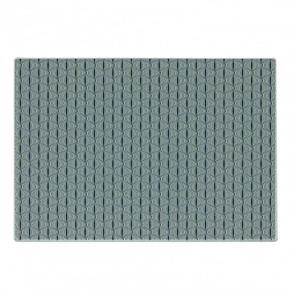 Retro Cutting Board, Geometrical Pattern with Curved Look Shapes with Lines in Pastel Tones, Decorative Tempered Glass Cutting and Serving Board, in 3 Sizes, by Ambesonne