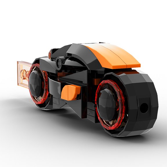 Retro Cyber Motorcycle Building Set, Neon Orange Model Kit, 67-Piece Collectible Toy for Display
