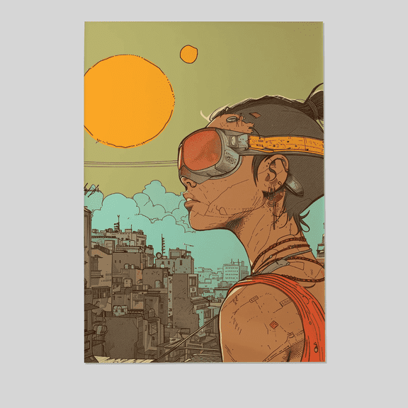 Retro Cyberpunk Futuristic City Poster - Sci-Fi Style Art Print with Urban Vibe Full Size The Golden Shop
