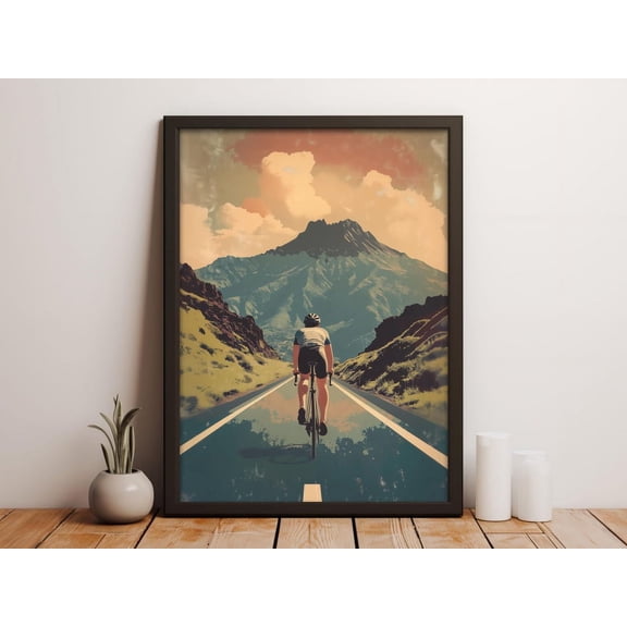 Retro Cycling Wall Art Print Gift Road Bike Poster Sports Bicycle Room Art Adventure Mountain Hawaii Biker Home Decor