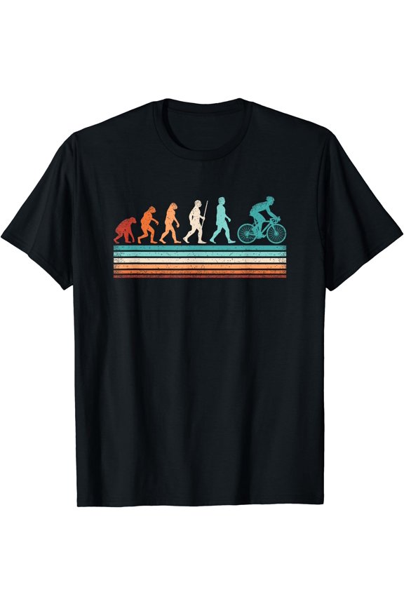 Retro Cyclist Evolution Cycling Mountain Bike Biking Bicycle T-Shirt, Unisex T-Shirt