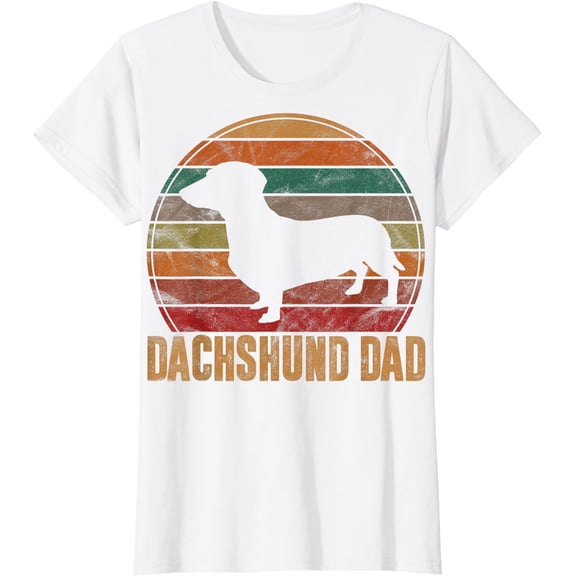 Retro Dachshund Dad Gift Doxie Daddy Dog Owner Pet Father T-Shirt