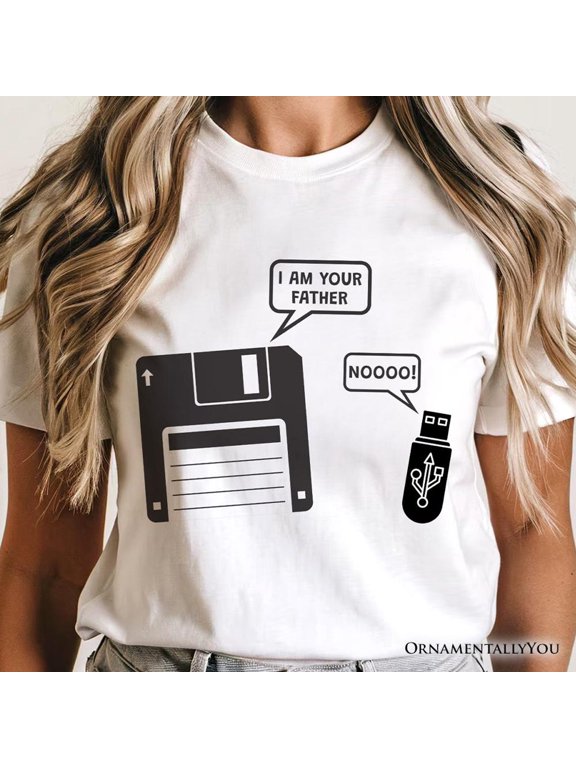 Retro Dad Computer Floppy Disk Technology Nerd Father Everyday Casual Graphic T-Shirt