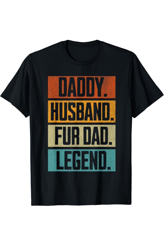 Retro Daddy Husband Fur Dad For Dog Dads And Cat Dads 70S T-Shirt Size S-5XL
