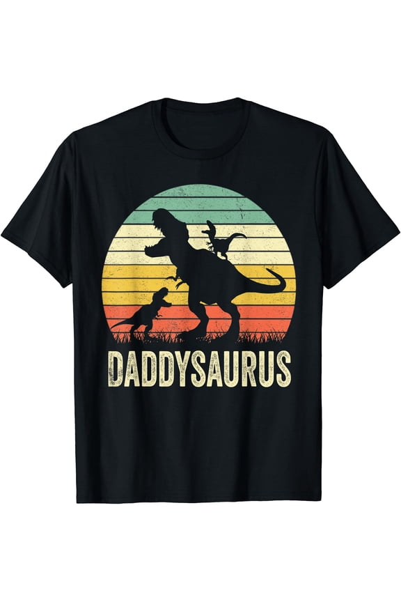 Retro Daddysaurus Dinosaur Family T-Shirt Father's Day Gift for Dad