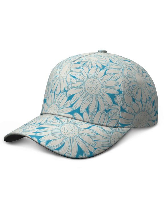 Retro Daisy Artwork Baseball Cap – Boho Floral Dad Hat with Cute Bloom Print, Adjustable Snapback Hat for Casual Use