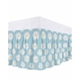 thumbnail image 1 of Retro Daisy Bed Skirt King Size 16" Drop White Floral Blue Backdrop Ruffled Wrap Around Bed Skirts Adjustable Elastic Bedskirt Dust Ruffle for King Size Bed, 1 of 7