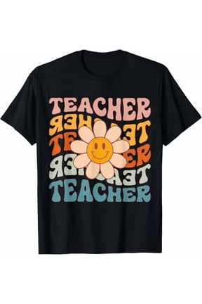 Retro Daisy Elementary Teacher Colorful Classroom Graphic Design T-Shirt