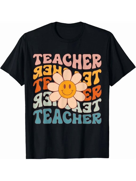Retro Daisy Elementary Teacher Colorful Classroom Graphic Design T-Shirt