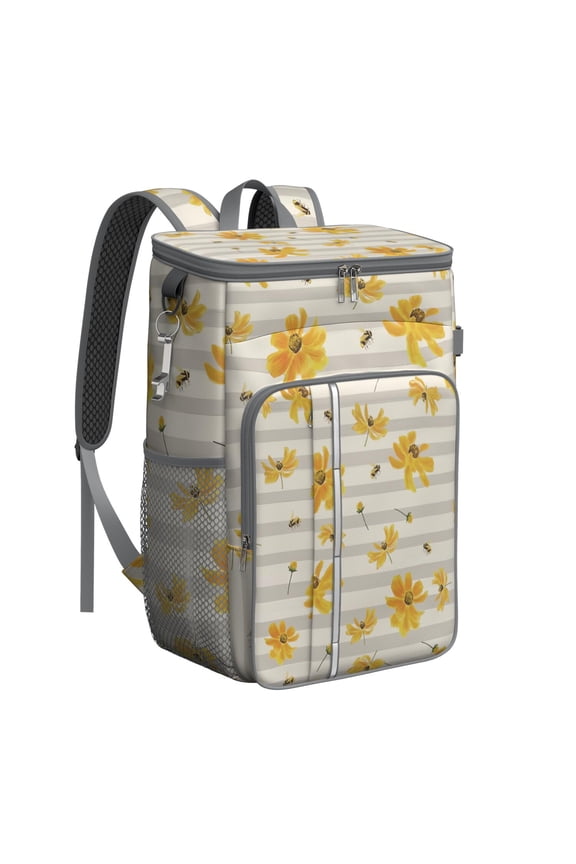 Retro Daisy Graphic Cooler Backpack - High-Capacity 20L Insulated Picnic Backpack with Multiple Pockets for Organization
