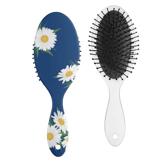 Retro Daisy Graphic Hair Brush, Vintage Boho Style Detangling Paddle Brush with Artistic Watercolor Daisy Artwork, Perfect for Travel and Gift