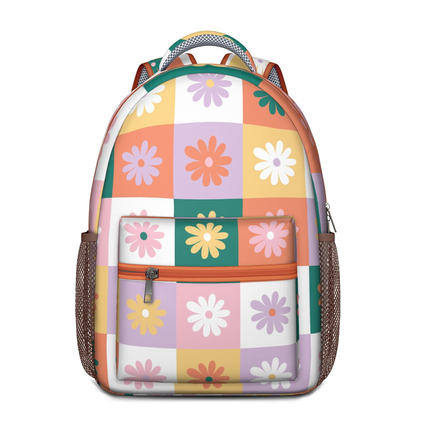 Retro Daisy Graphic School Backpack - Waterproof Exterior & Spacious Organized Storage
