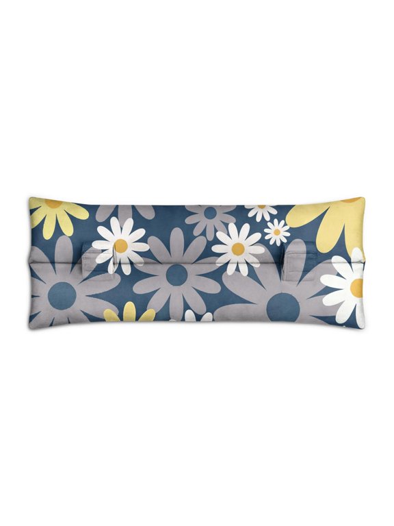 Retro Daisy Graphic Seatbelt Pressure Relief Pad - Daisy and Butterfly Design Post Surgery Pillow - Soft & Washable for Mastectomy Recovery