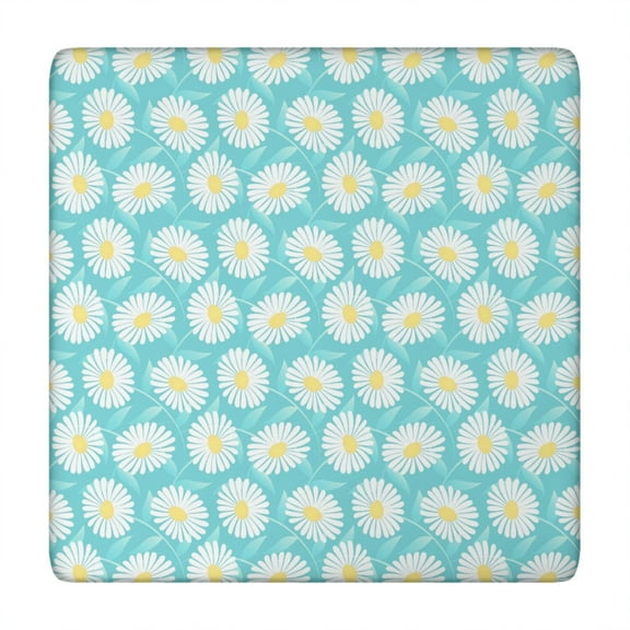 Retro Daisy Graphic Table Cover - Elastic Square Tablecloth, Soft & Scratch-Resistant (Floral, 34x34)