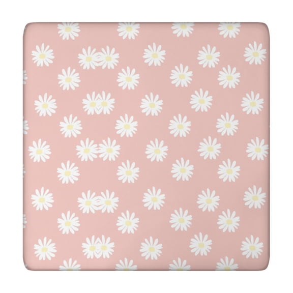 Retro Daisy Graphic Table Cover - Elastic Square Tablecloth, Soft & Scratch-Resistant (Floral, 34x34)