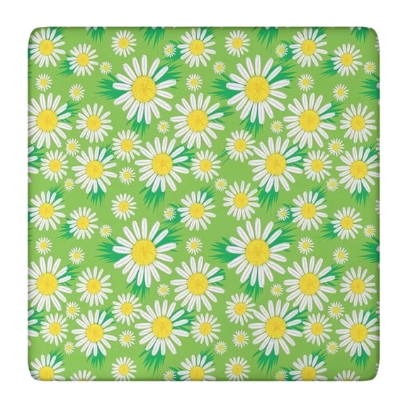Retro Daisy Graphic Table Cover - Elastic Square Tablecloth, Wrinkle-Free & Washable (Floral, 36x36)