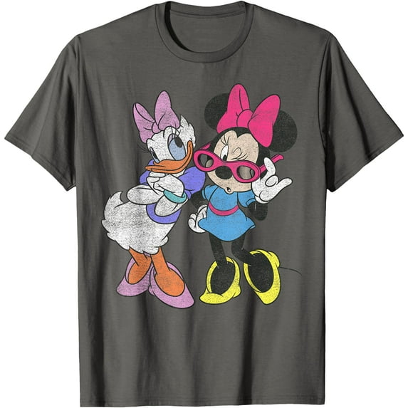 Retro Daisy & Minnie Fashion DTG Print Unisex T-Shirt,Charcoal Color,Size YS