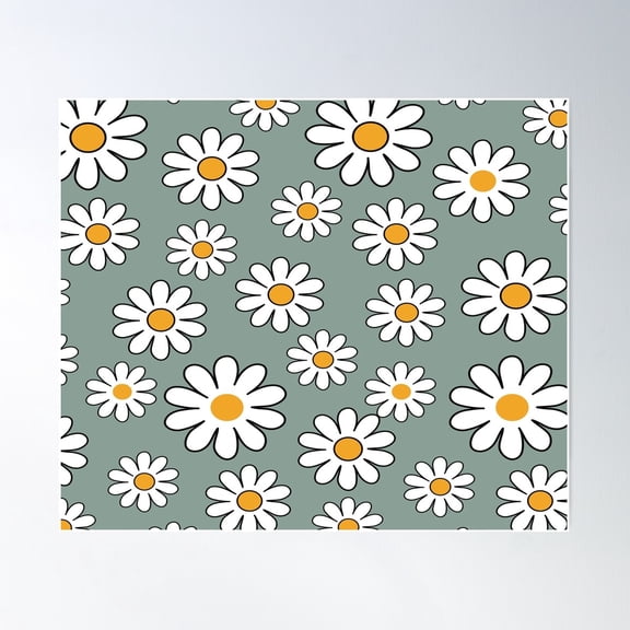 Retro Daisy Mod Print Botanical Vintage Poster Wall Art, Modern Wall Decor For Living Room Bedroom, 12x18 UNFRAMED