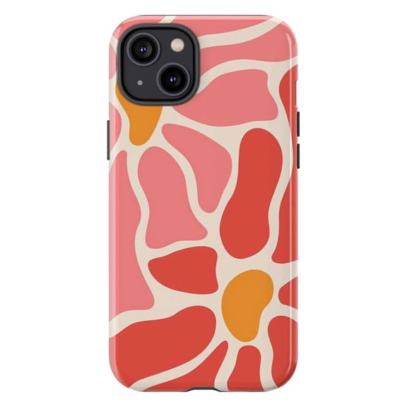Retro Daisy Phone Case, Groovy 70s Abstract Floral Pink Coral Orange Cover for iPhone 17 16 15 14 13 12 11 Plus Pro Max Mini