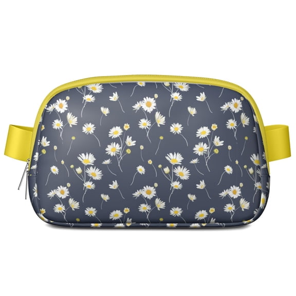 Retro Daisy Print Waist Bag – Boho Floral Fanny Pack with White & Yellow Bloom Design, Perfect for Sunny Outdoor Adventures