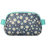 Retro Daisy Print Waist Bag   Boho Floral Fanny Pack with White & Yellow Bloom Design, Perfect for Sunny Outdoor Adventures