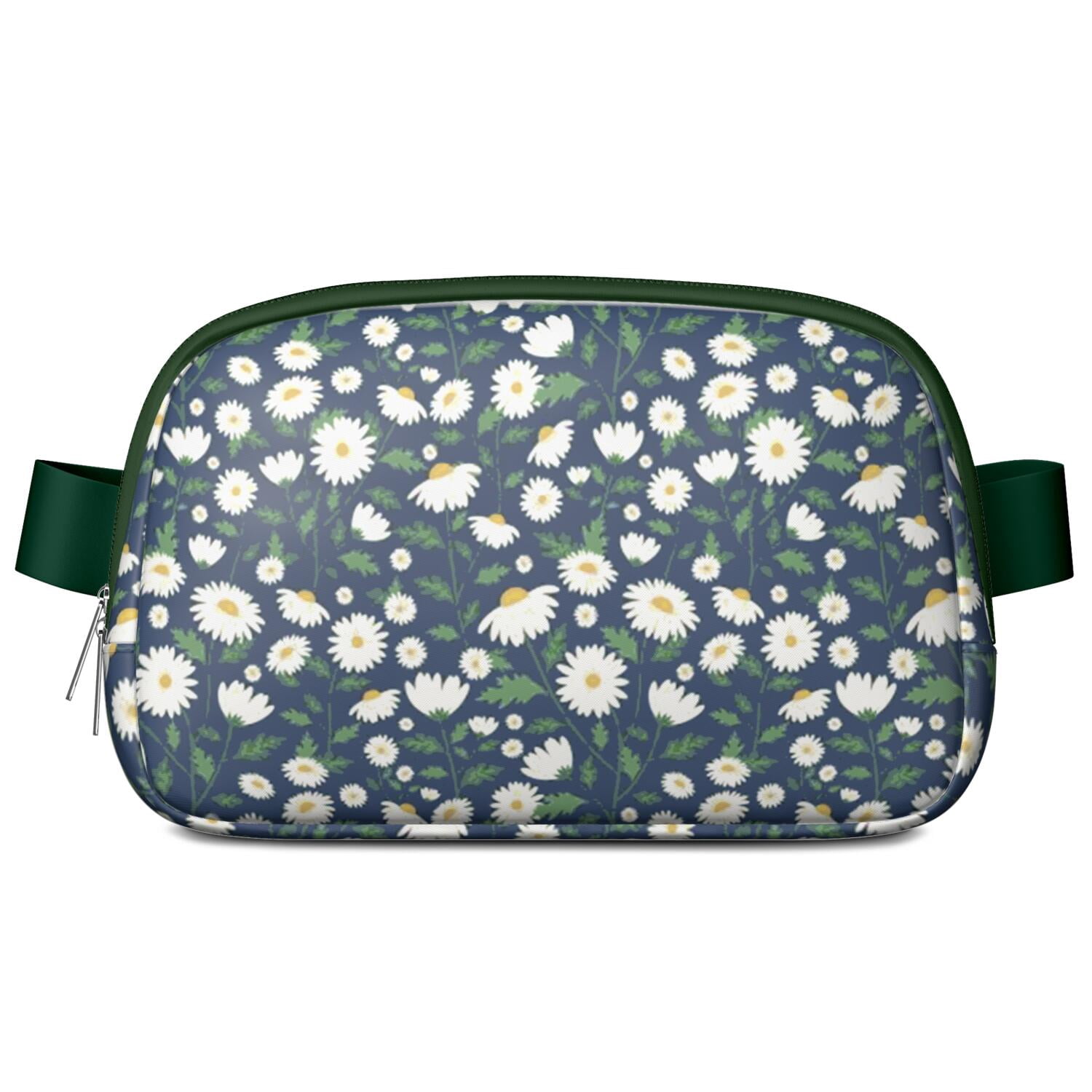 Retro Daisy Print Waist Bag – Boho Floral Fanny Pack with White & Yellow Bloom Design, Perfect for Sunny Outdoor Adventures