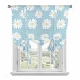 thumbnail image 1 of Retro Daisy Tie Up Curtain 45 Inches Long, White Floral Blue Backdrop Balloon Style Kitchen Window Curtain Over Sink, Small Window Rod Pocket Curtain 52"x45", 1 of 9