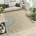 thumbnail image 1 of Retro Dark Brown Bedroom Rug ，Bohemia Sun Rainbow Lines Washable Rugs ，Easy To Clean Rug ，Apply To Restroom Bathroom Laundry Room Kitchen Foyer Entrance Interior Door Mat 4x5ft, 1 of 6