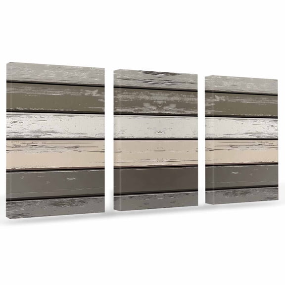 Retro Dark Grey Stripe Canvas Wall Art 3 Panels, Peeling Paint Effect Texture Framed Wall Decor Modern Artwork Prints Painting for Living Room, Bedroom, Kitchen & Cafe Decor 12" x 16"