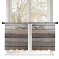 thumbnail image 1 of Retro Dark Grey Stripe Sheer Curtains 45 inches Long 2 Panels Set Peeling Paint Effect Theme Tiers Sheers Rod Pocket Small Window Short Curtains for Kitchen Cafe, Each 52" W x 45" L, 1 of 6