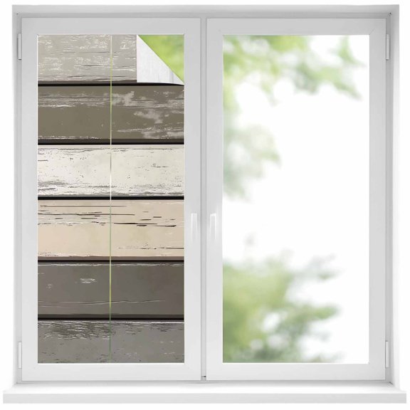 Retro Dark Grey Stripe Window Privacy Film Peeling Paint Effect Texture Decorative Glass Window Film UV Blocking Static Cling Non-Adhesive Sticker Covering for Home Door 19.6 x 39.3 inches